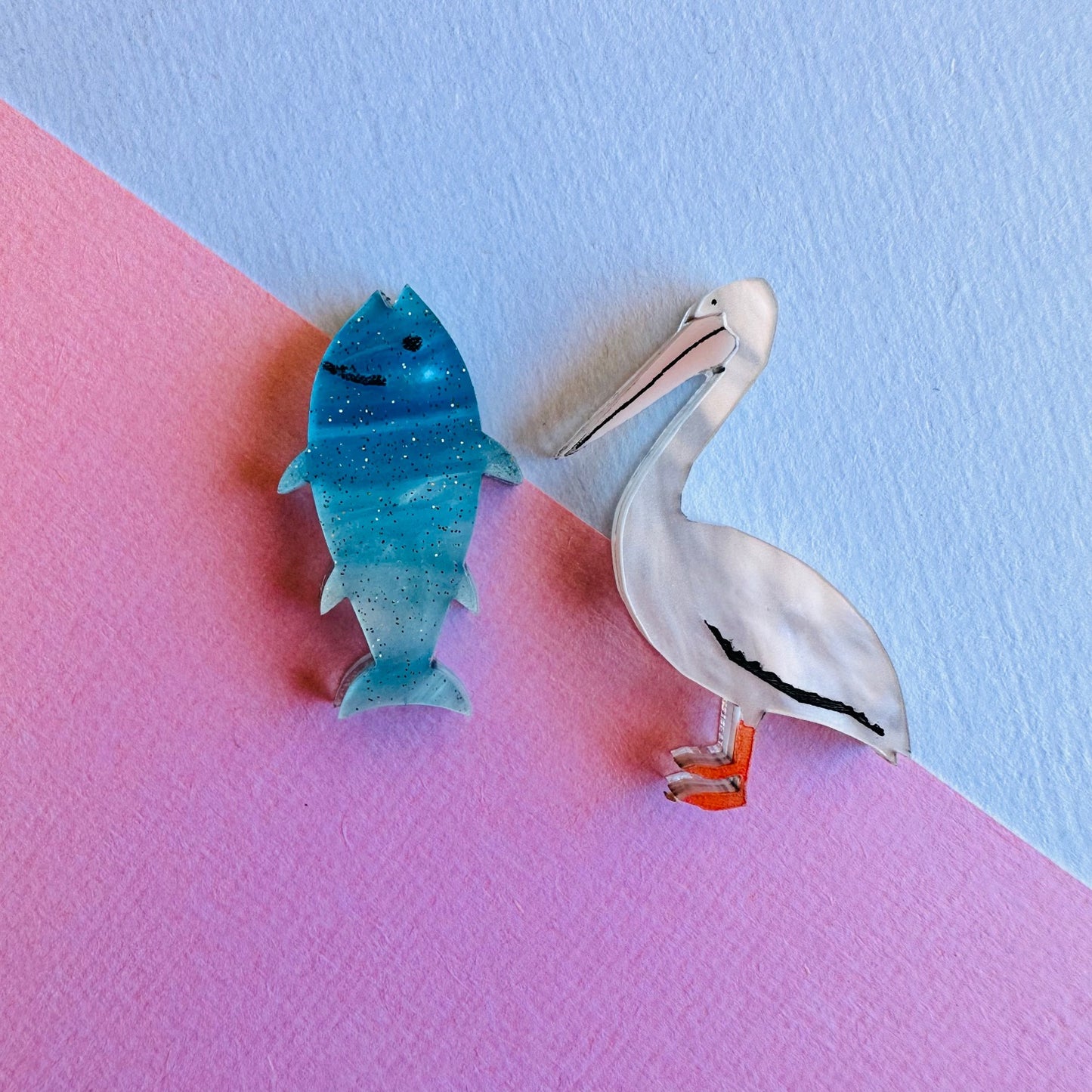 Pelican and Fish Statement Studs